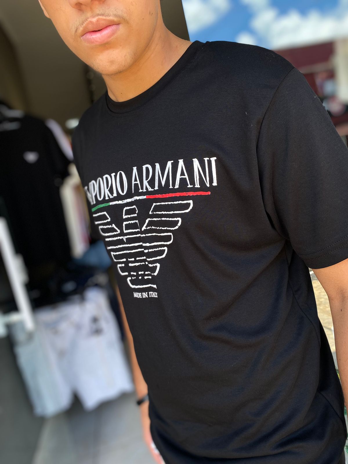 CAMISETA MALHA PIMA - EMPÓRIO ARMANI PRETA